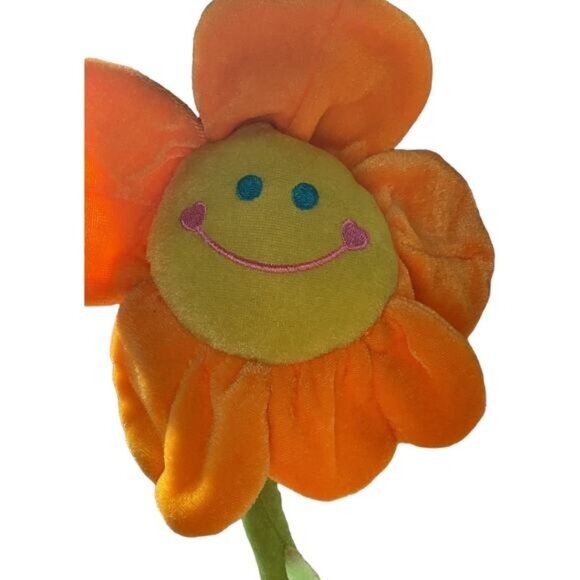 Plush Happy Sun Flower Toys With Smiley Faces Orange & Pink - Picture 2 of 8